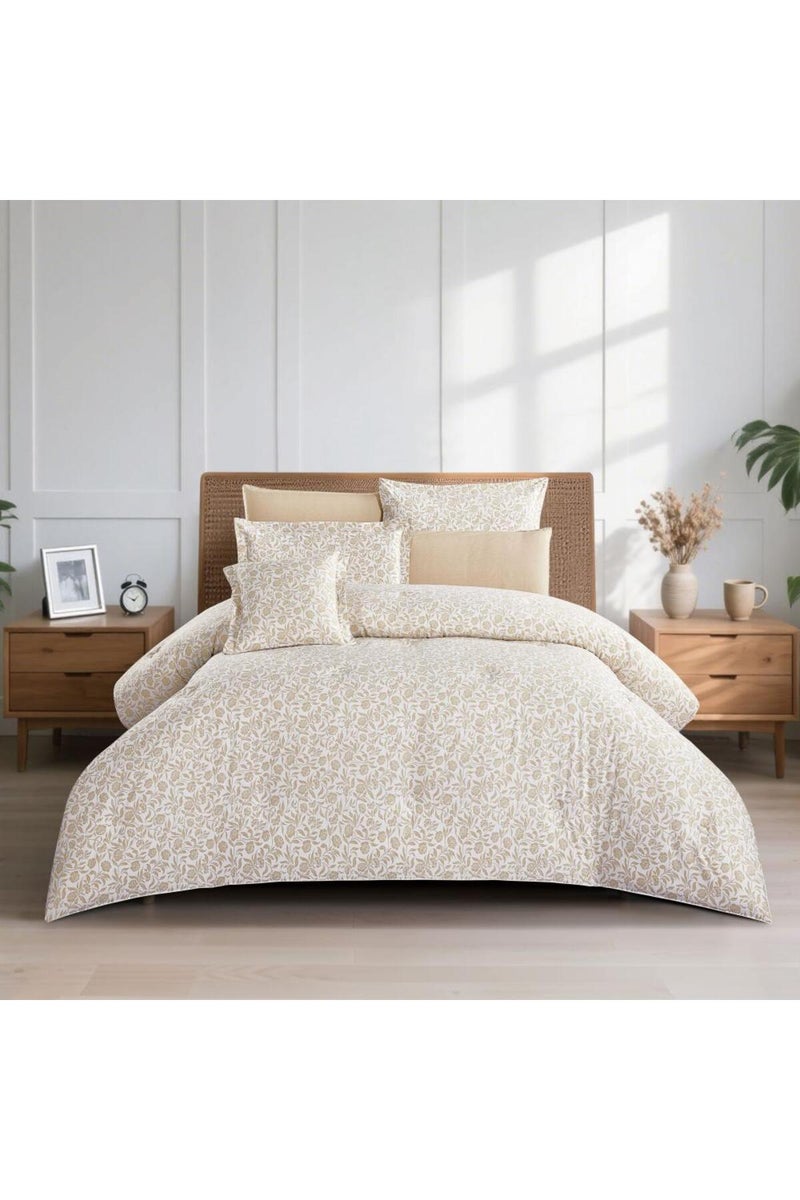 Melen Summer Cotton Double Bedspread 8-Piece - Zafira - Cream - Dark Beige - Image 2