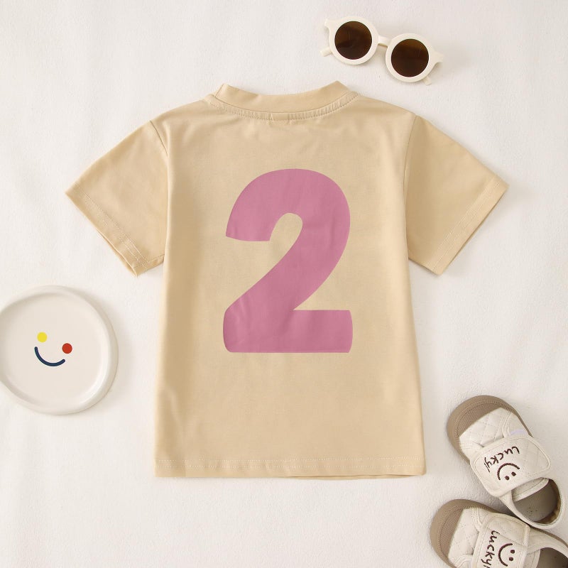 KEKEMI Birthday Shirt for Toddler Girl Iâ€™M Two Cute Birthday Girl T-Shirt 2T B-Day Party Outfit Short Sleeve Tee Tops Clothes(Beige,2T) - Image 5