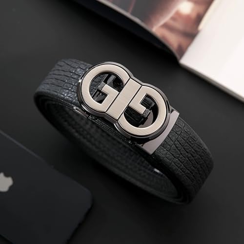 TUSHI Belts For Men Genuine Leather | Gents | Boys With Automatic Auto-lock Buckle – Stylish, Durable, No-hole Design, Fits Up To 46 Inches, Perfect For Formal & Casual Wear Birthday Gift (Black) - Image 3