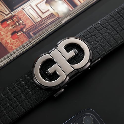 TUSHI Belts For Men Genuine Leather | Gents | Boys With Automatic Auto-lock Buckle – Stylish, Durable, No-hole Design, Fits Up To 46 Inches, Perfect For Formal & Casual Wear Birthday Gift (Black) - Image 2