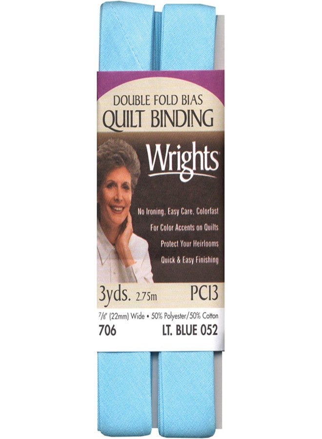 Wrights 117-706-052 Double Fold Quilt Binding Bias Tape, Light Blue, 3-Yard