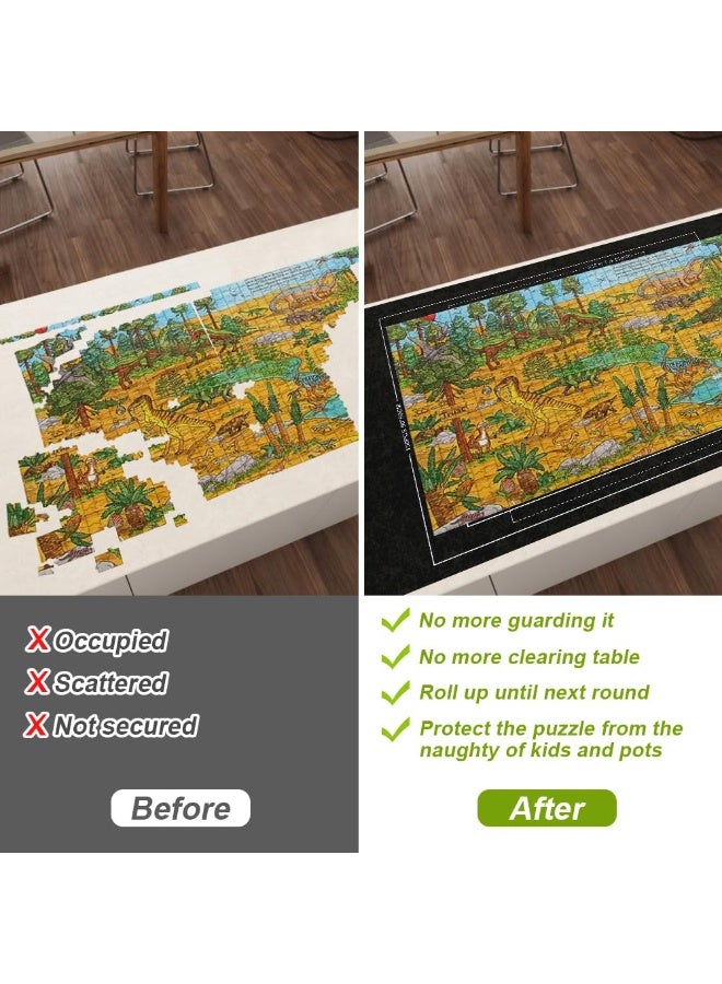 Jigsaw Puzzle Mat Roll-Up 1500 Pieces, 46 X 26 Portable Felt Jigsaw Puzzle Board With Travel Storage Bag, Jigsaw Puzzle Protector, For Adults And Teens, Black - Image 5