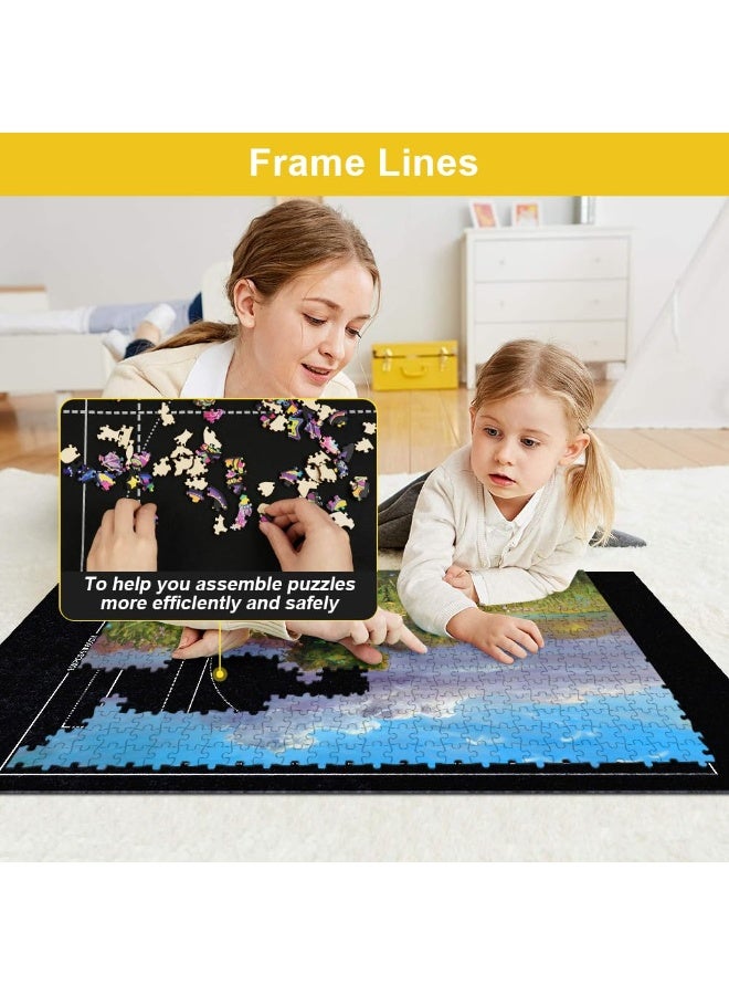 Jigsaw Puzzle Mat Roll-Up 1500 Pieces, 46 X 26 Portable Felt Jigsaw Puzzle Board With Travel Storage Bag, Jigsaw Puzzle Protector, For Adults And Teens, Black - Image 4