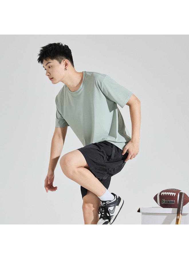 TonLion Summer  Men's Solid Color Ice-feel Short Sleeve T-shirt - Sporty Fresh Casual Style - Image 3