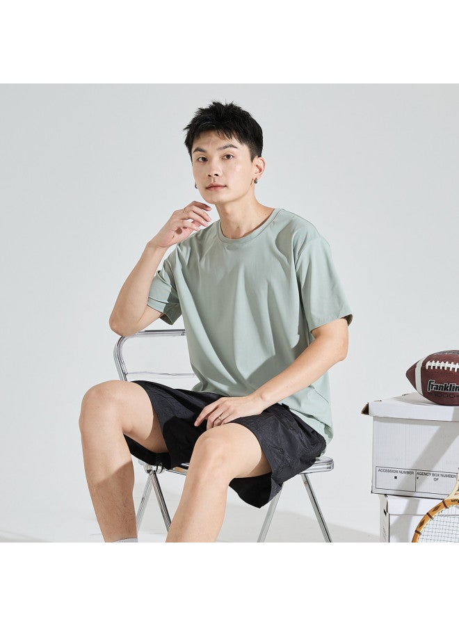 TonLion Summer  Men's Solid Color Ice-feel Short Sleeve T-shirt - Sporty Fresh Casual Style - Image 5