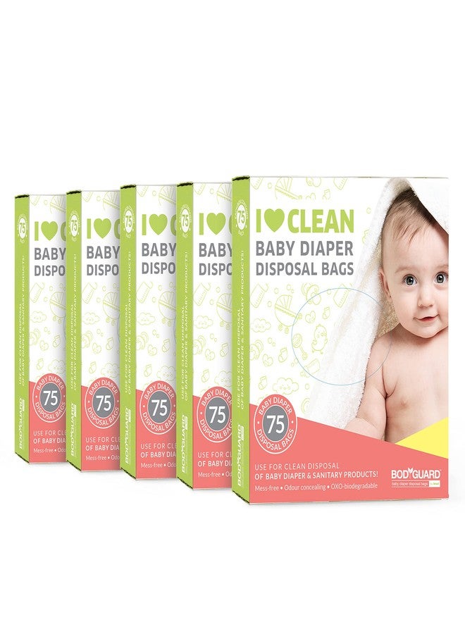 Bodyguard Baby Diaper Disposable Bags - 75 Bags (Pack of 5) | Leak-Proof Bags for Discreet Disposal of Diapers and Intimate Sanitary Products - Image 1