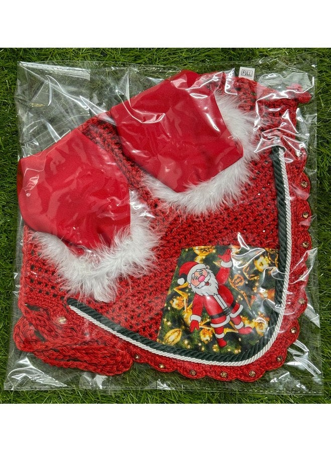 قبعة أذن الحصان، قبعة سانتا كلوز المزدوجة، غطاء الذبابة، شبكة الأذن، حجاب الذبابة، هدية لعيد الميلاد، معدات الفروسية، الخيول (الطباعة، المهر) - Image 1