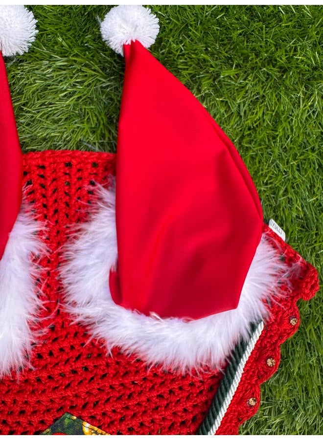 قبعة أذن الحصان، قبعة سانتا كلوز المزدوجة، غطاء الذبابة، شبكة الأذن، حجاب الذبابة، هدية لعيد الميلاد، معدات الفروسية، الخيول (الطباعة، المهر) - Image 2