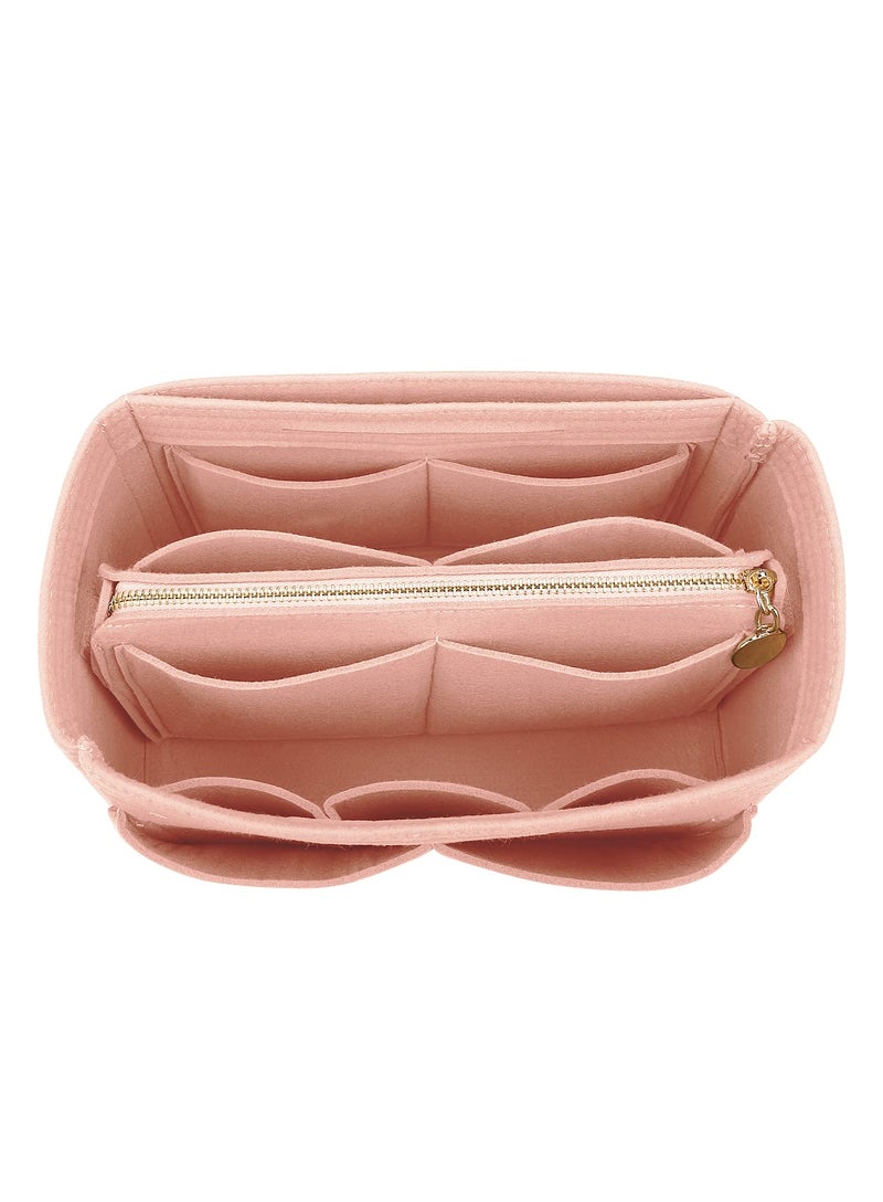 LEXSION Felt Purse Bag Organizer Insert with zipper Bag Tote Shaper Fit Speedy Neverful PM MM 8021 Pink L2 - Image 1