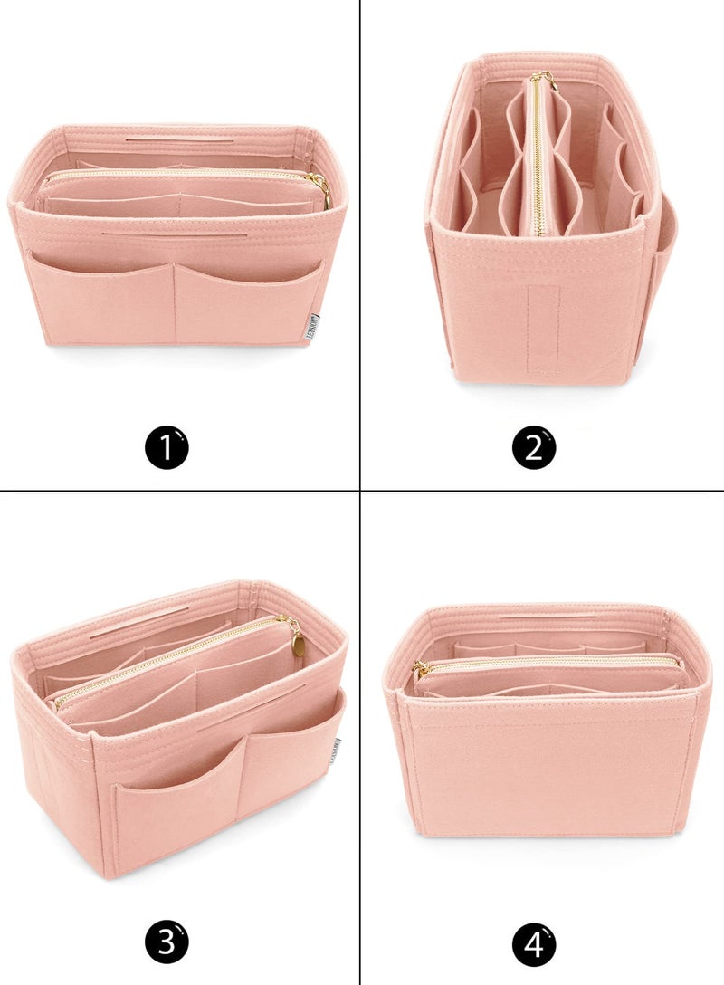 LEXSION Felt Purse Bag Organizer Insert with zipper Bag Tote Shaper Fit Speedy Neverful PM MM 8021 Pink L2 - Image 3