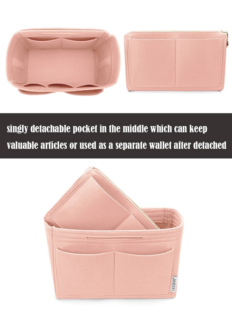 LEXSION Felt Purse Bag Organizer Insert with zipper Bag Tote Shaper Fit Speedy Neverful PM MM 8021 Pink L2 - Image 2