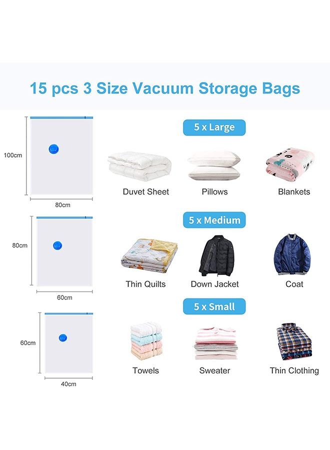 تيوكس أكياس تخزين مفرغة الهواء تحتوي على 14 كيسًا موفرًا للمساحة قابلة لإعادة الاستخدام مع مضخة يدوية مجانية للملابس ، والمراتب ، والبطانية ، واللحف ، والوسائد ، واللحاف ، واللحاف ، والسفر - Image 2