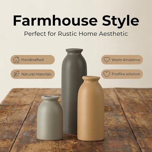 CWLWGO-Ceramic Matte Vase Set for Home Decor, Modern and Minimalist Decorative Flower Vases, Kitchen Living Room Table Centerpiece Decoration, Mantel Entryway Bookshelf Decor（Matte Multi） - Image 4