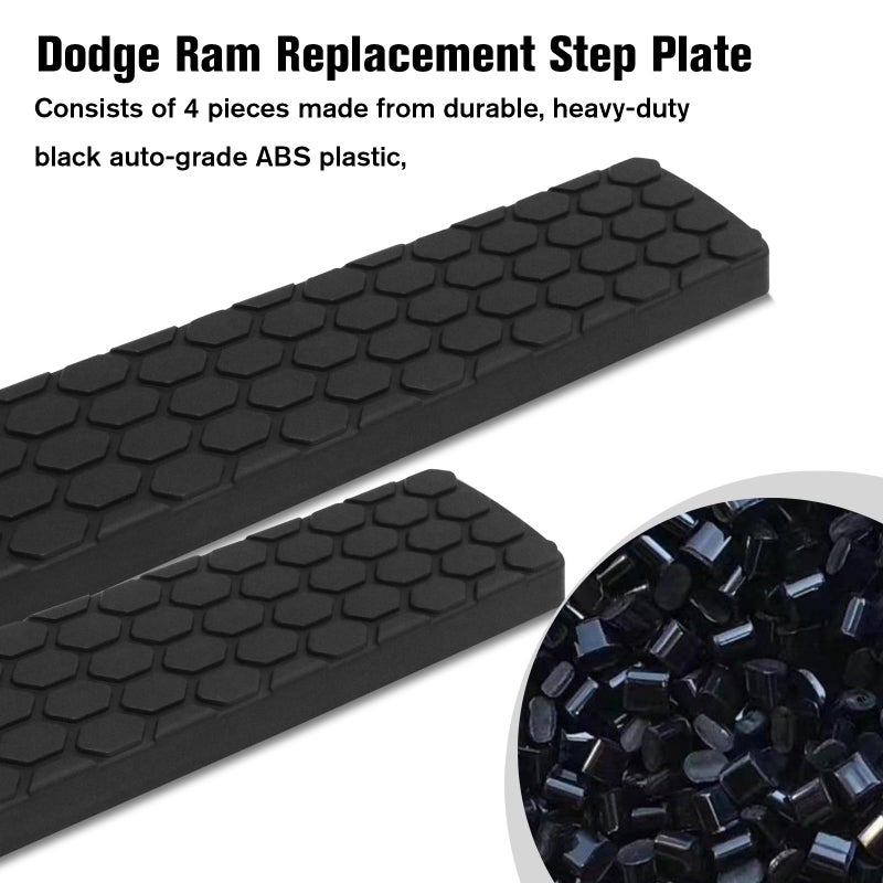 Generic LitMiRaCle Running Boards Step Pad Replacement for 2009-2018 Dodge Ram 1500 Crew Cab, Side Step Nerf Bar Pads Replacement Compatible with Dodge Ram 1500 2500 3500 4500 5500(OEM Oval Nerf Bars Only)  - Image 2