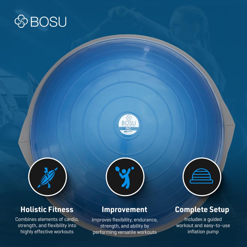 Bosu Pro Balance Board Strength Trainer Ball, Equipment for Home Gym, 26 Inch, Blue - Image 3