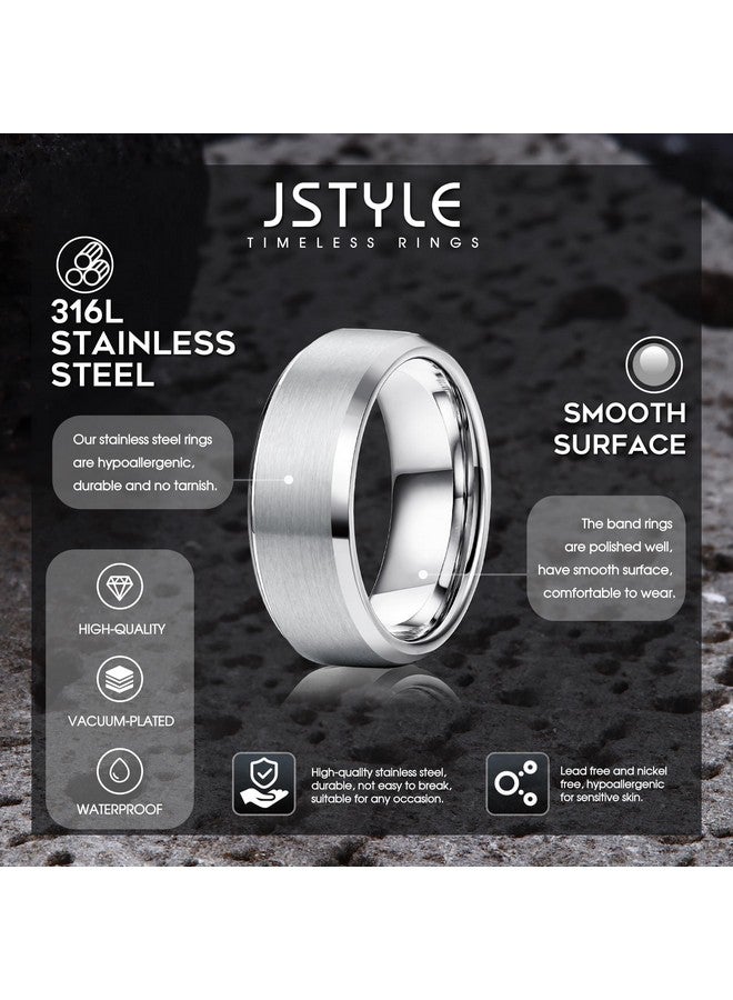 Jstyle Stainless Steel Rings for Men Wedding Ring Cool Simple Band 3 Pcs A Set (8 MM - width and size - 9) - Image 2