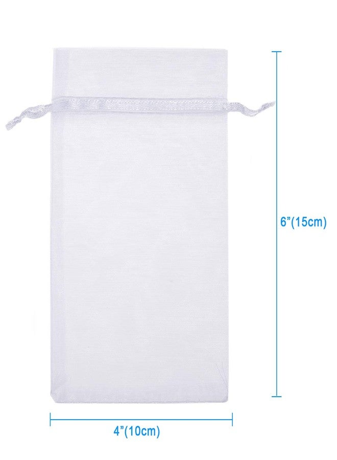 WenTao 100PCS 4x6 (10x15cm) White Sheer Organza Bags for Wedding Favor With Drawstring, Premium Jewelry Pouches Party for Festival Gift ,Candy , Fruit Protection - Image 4