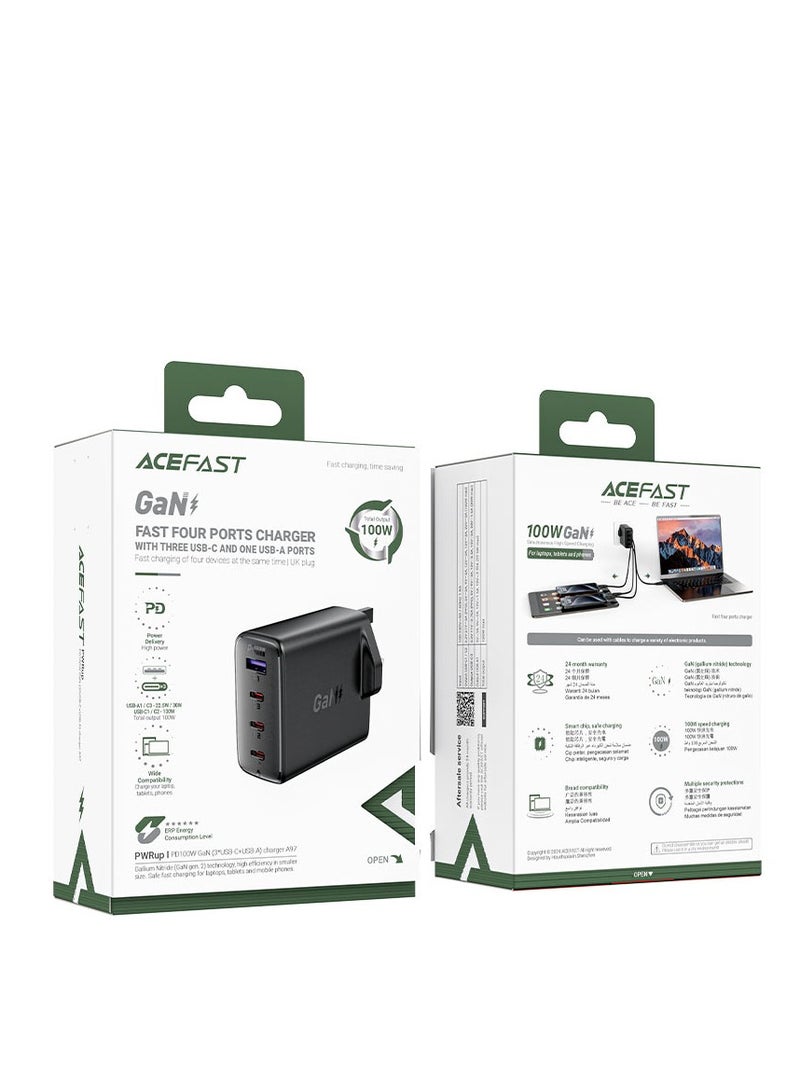 ACEFAST Fast Charge Wall Charger A97 PD100W GaN (3xUSB-C + 1xUSB-A) UK - Image 3