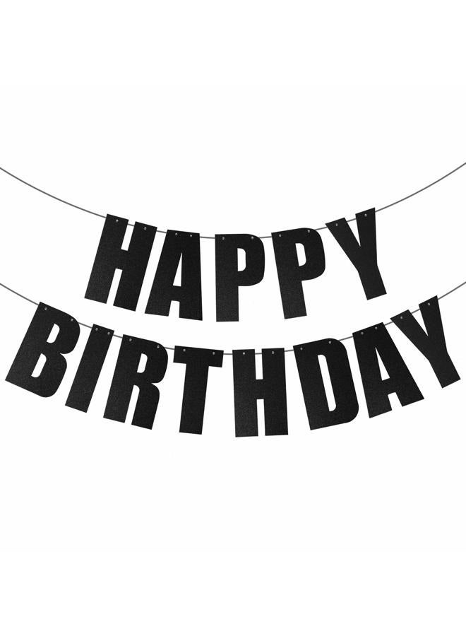 MEETINGU Black Happy Birthday Banner for Birthday Party Decorations Supplies - Image 1