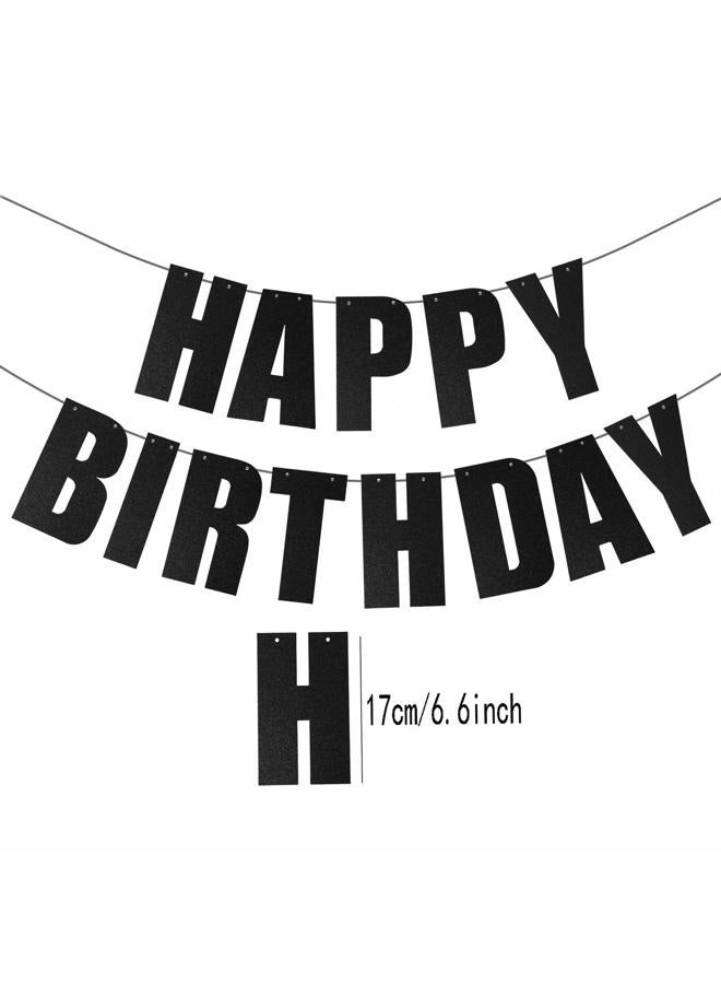 MEETINGU Black Happy Birthday Banner for Birthday Party Decorations Supplies - Image 2