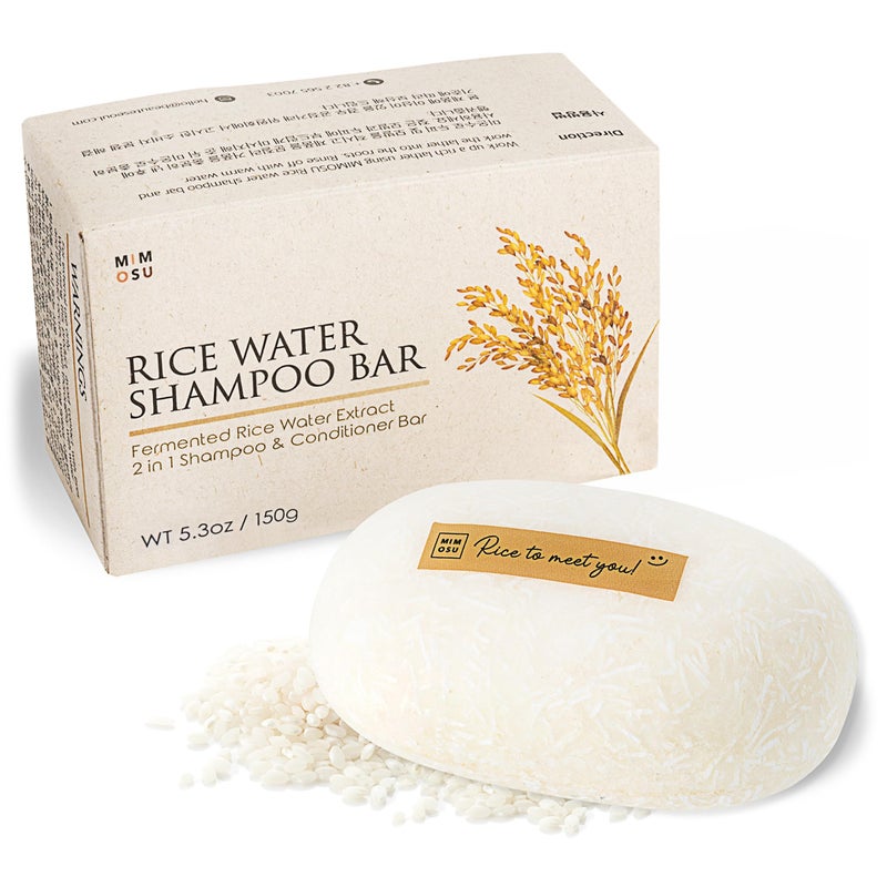 mimosu Hair Growth Shampoo Bar Fermented Rice Water 2in1 Shampoo  Conditioner 5oz Unscented pH Balanced Solid Bar for Oily Hair Korean Hair Care