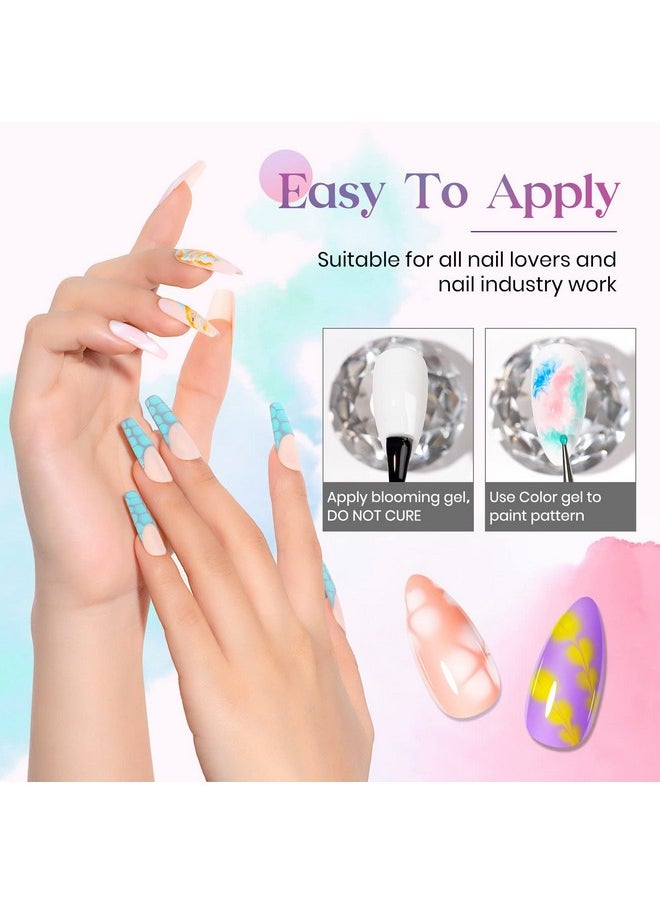 MIZHSE - MIZHSE Blooming Gel Nail Polish Clear Nail Blooming Gel Blossom Marble Gel Polish Soak Off U V LED Gel for Nail Art Manicure Painting Nail Design 10mL 0.33oz - Image 1