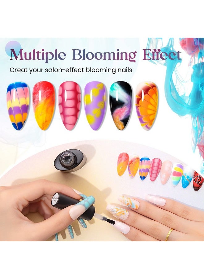 MIZHSE - MIZHSE Blooming Gel Nail Polish Clear Nail Blooming Gel Blossom Marble Gel Polish Soak Off U V LED Gel for Nail Art Manicure Painting Nail Design 10mL 0.33oz - Image 1