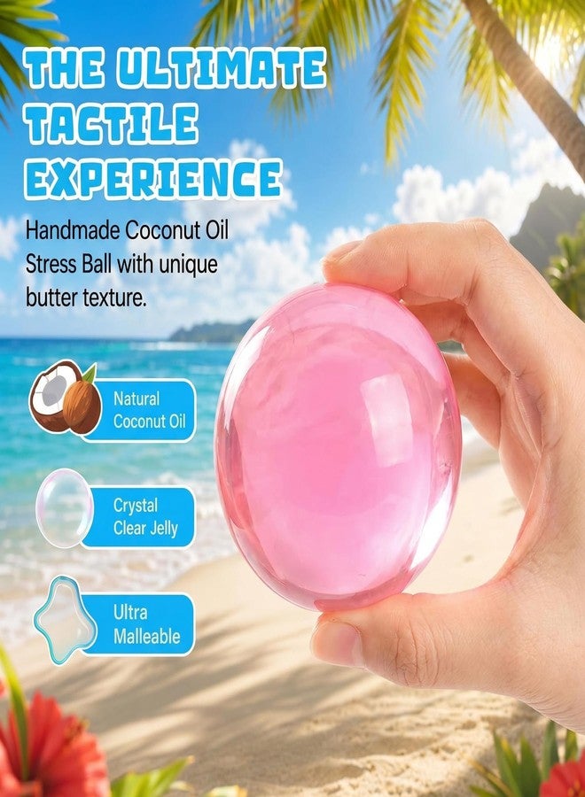 KZPPZ 2PCS Coconut Oil Squishy, No Rebound Shapeable Squishy Stress Ball, Anxiety Relief Squeeze Toys for Kids Adults, Soft Stretchable Clear Sensory Fidget Toys Birthday Gifts (Pink+Orange) - Image 2