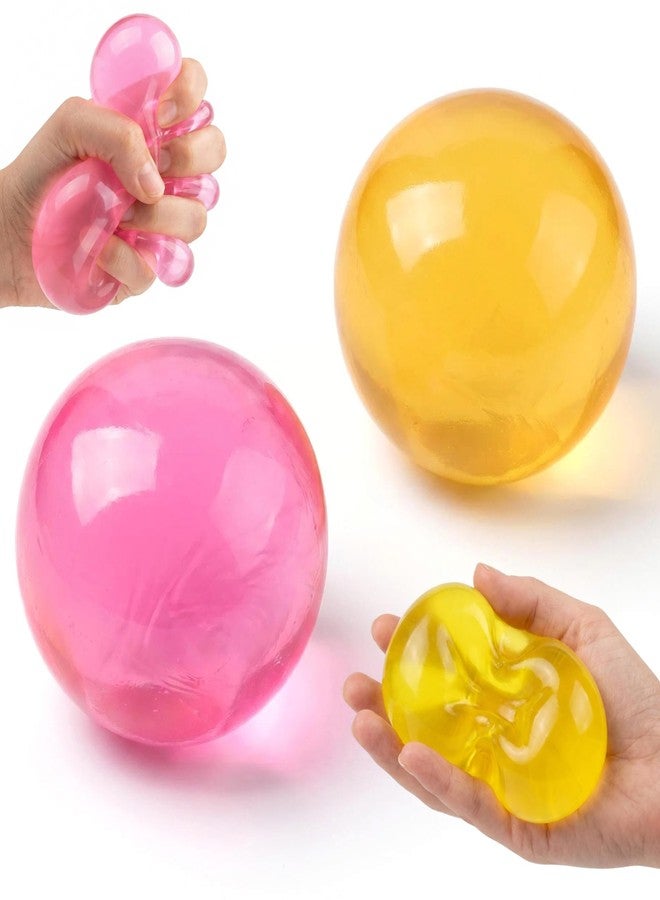 KZPPZ 2PCS Coconut Oil Squishy, No Rebound Shapeable Squishy Stress Ball, Anxiety Relief Squeeze Toys for Kids Adults, Soft Stretchable Clear Sensory Fidget Toys Birthday Gifts (Pink+Orange) - Image 1