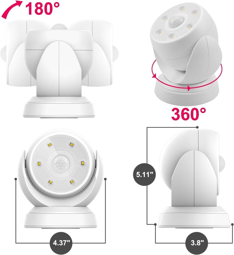 BIGLIGHT Battery Operated Motion Sensor Spotlight, Wireless LED Flood Light Indoor Outdoor, Super Bright Waterproof Security Lighting, Motion Uplight for Wall Front Door Shed Hallway, 200 Lumens - Image 2