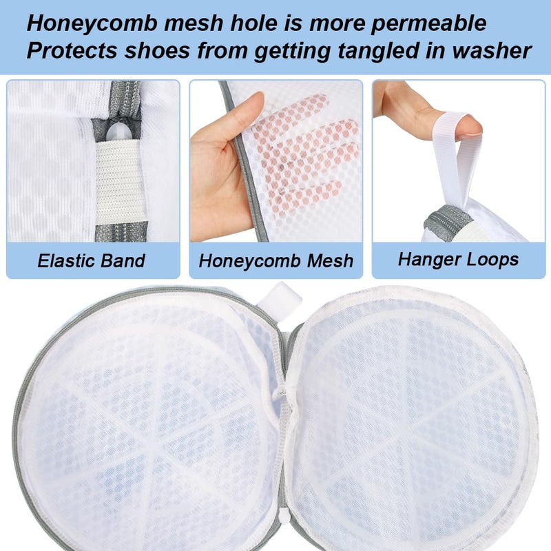 Vivifying Shoe Washing Machine Bag, 2 Pack Honeycomb Mesh Laundry Bag with Zipper for Sneakers, Running Shoes, Sock, Bras, Delicates and Toys - Image 3