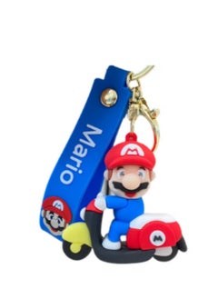 Generic Mario Cartoon Riding Motorcycle Style Keychain  - Image 2