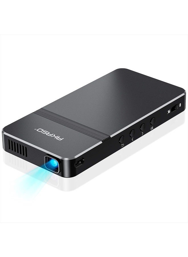 Akaso Mini Projector, Pocket-Sized DLP Portable Projector, 1080P Cookie Projector , Support HDMI WiFI Built-in Rechargeable Battery Stereo Speakers and Remote Control Movie Projector - Image 1