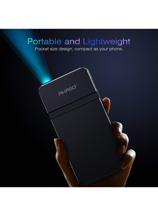 Akaso Mini Projector, Pocket-Sized DLP Portable Projector, 1080P Cookie Projector , Support HDMI WiFI Built-in Rechargeable Battery Stereo Speakers and Remote Control Movie Projector - Image 2