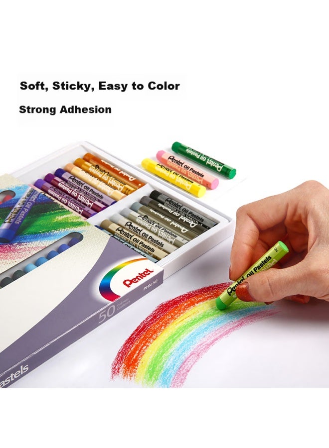 Pentel Oil Pastel Crayons, Colorful Drawing Sticks For Children And Students, Washable And Easy To Clean Hands, Phn-16U, 16 Colors/Box - Image 2