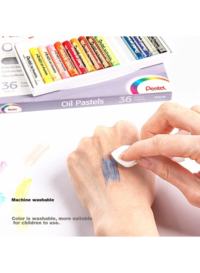 Pentel Oil Pastel Crayons, Colorful Drawing Sticks For Children And Students, Washable And Easy To Clean Hands, Phn-16U, 16 Colors/Box - Image 3