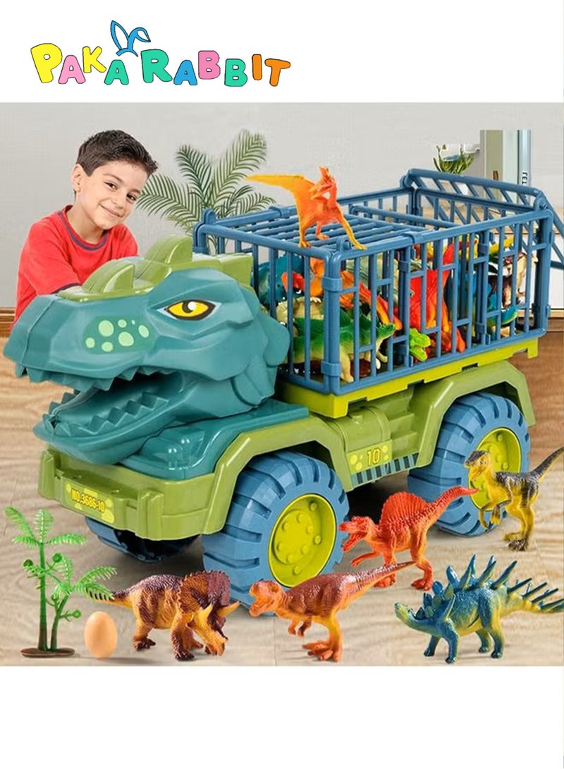 Dinosaur Truck Toys With 15 Dinosaur Toys Playset Figures,Toy Trucks for Boys,Large Dinosaur Carrier Truck  - Image 1