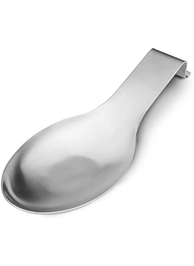 Generic Stainless Steel Spoon Rest, Spatula Ladle Holder, Stainless Steel Utensil Spoon Rest Holder, Brushed Finish, Dishwasher Safe 9.8 x 3.7 Inch (Silver 1PC)  - Image 1