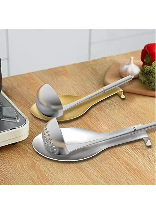 Generic Stainless Steel Spoon Rest, Spatula Ladle Holder, Stainless Steel Utensil Spoon Rest Holder, Brushed Finish, Dishwasher Safe 9.8 x 3.7 Inch (Silver 1PC)  - Image 3