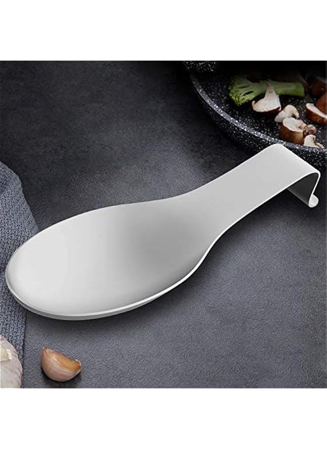 Generic Stainless Steel Spoon Rest, Spatula Ladle Holder, Stainless Steel Utensil Spoon Rest Holder, Brushed Finish, Dishwasher Safe 9.8 x 3.7 Inch (Silver 1PC)  - Image 4