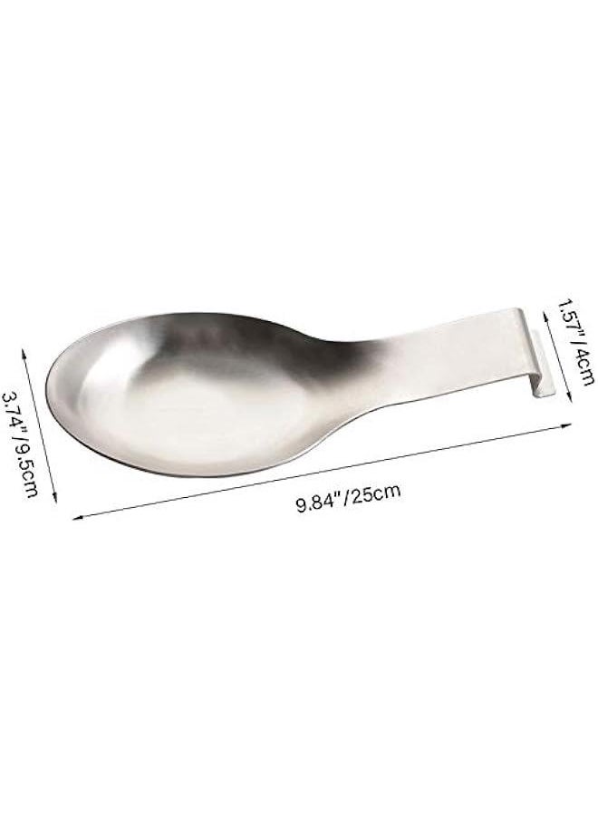 Generic Stainless Steel Spoon Rest, Spatula Ladle Holder, Stainless Steel Utensil Spoon Rest Holder, Brushed Finish, Dishwasher Safe 9.8 x 3.7 Inch (Silver 1PC)  - Image 2