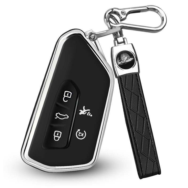 FT FUNTOR Key Fob Cover for Volkswagen,Soft TPU Full Protection Case Compatibale With VW Golf GTI Atlas Skoda Octavia ID3 ID4 MK8 (Black, 5 Buttons) - Image 1