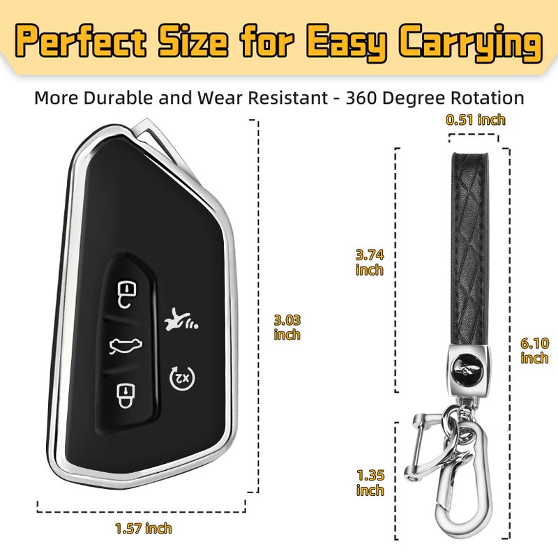 FT FUNTOR Key Fob Cover for Volkswagen,Soft TPU Full Protection Case Compatibale With VW Golf GTI Atlas Skoda Octavia ID3 ID4 MK8 (Black, 5 Buttons) - Image 5