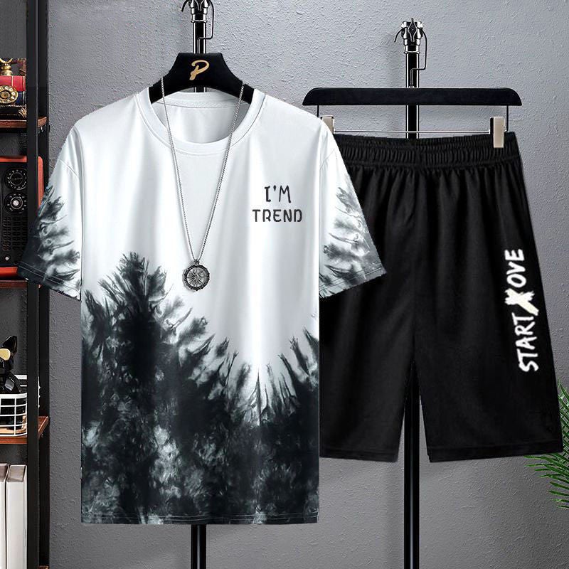 Trendy Printed Short-sleeved T-shirt Summer New Men's Casual Suit Large Size Shorts Sports Outdoor Two-piece Set  - Image 4