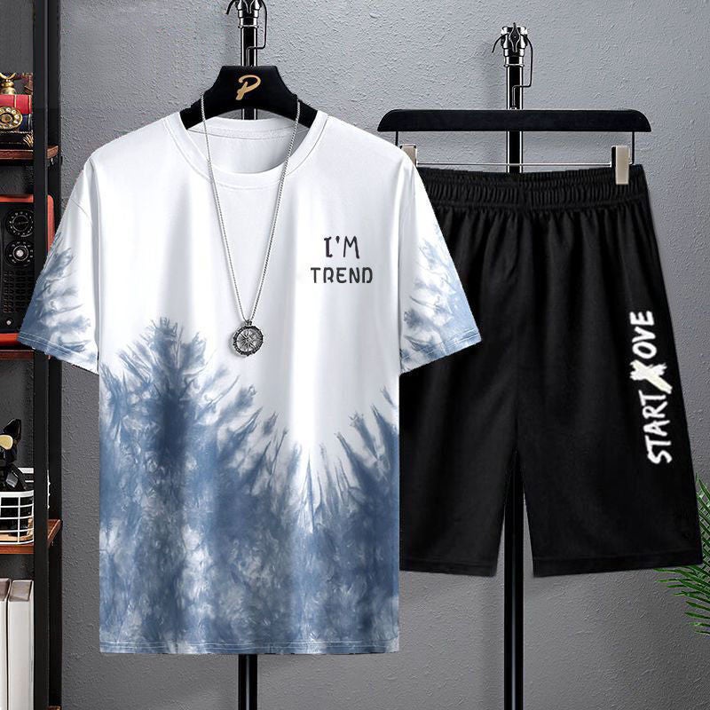 Trendy Printed Short-sleeved T-shirt Summer New Men's Casual Suit Large Size Shorts Sports Outdoor Two-piece Set  - Image 5