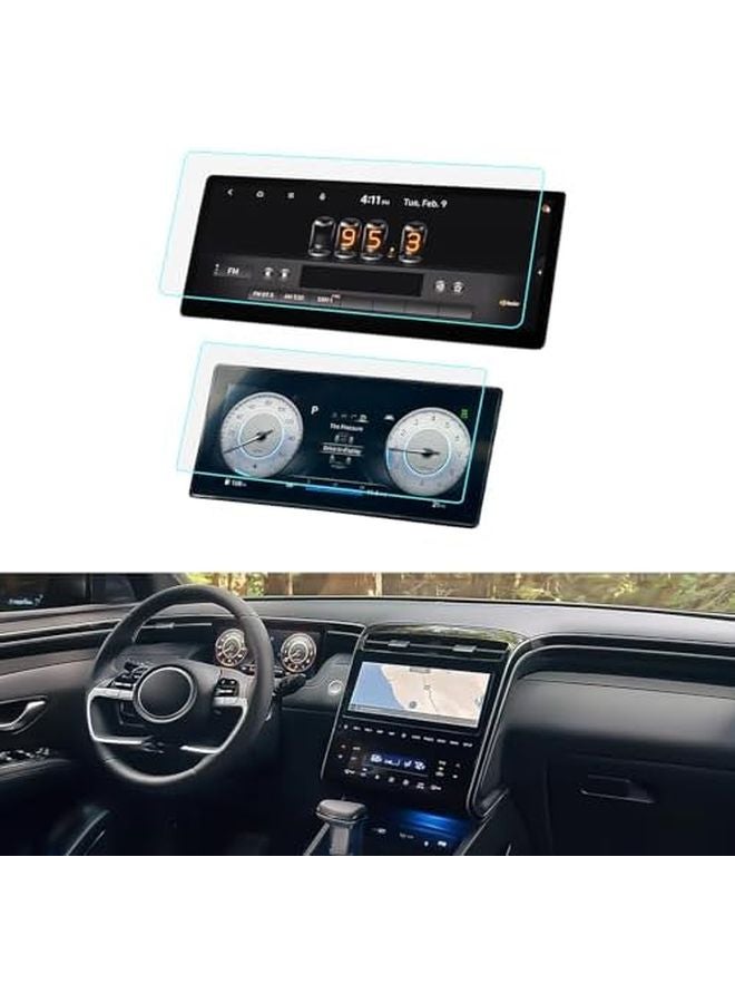 ZCLINKO LUWU 10 25 Inch Media And Dashboard Screen Protector For Hyundai Santa Cruz 2022 2024 Tempered Glass 2PCS - Image 1
