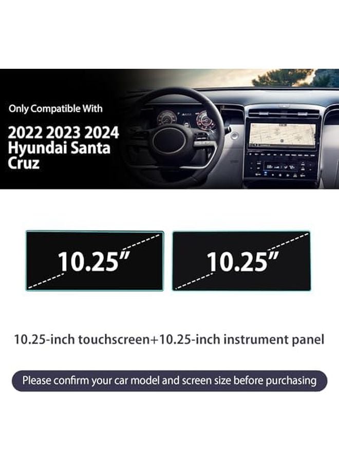 ZCLINKO LUWU 10 25 Inch Media And Dashboard Screen Protector For Hyundai Santa Cruz 2022 2024 Tempered Glass 2PCS - Image 3