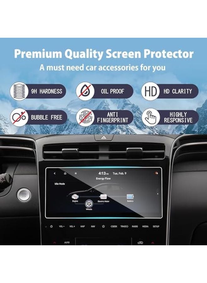 ZCLINKO LUWU 10 25 Inch Media And Dashboard Screen Protector For Hyundai Santa Cruz 2022 2024 Tempered Glass 2PCS - Image 4