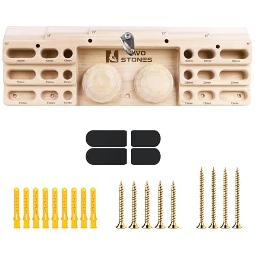 TWO STONES Wooden Hangboard Rock Climbing Pull Up Bar Designed Training for Climbing Wooden Fingerboard Climbing Training Board for Building Core Strength and Endurance CJHB2051 - Image 1