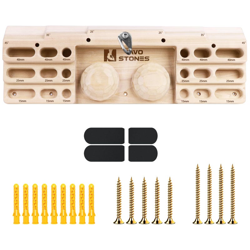 TWO STONES Wooden Hangboard Rock Climbing Pull Up Bar Designed Training for Climbing Wooden Fingerboard Climbing Training Board for Building Core Strength and Endurance CJHB2051 - Image 2